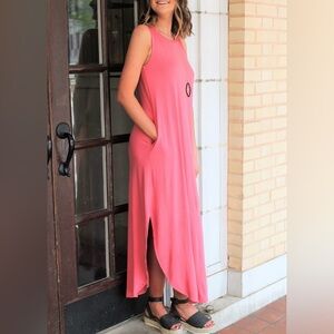 NWT Sleeveless Coral Maxi Dress- XL